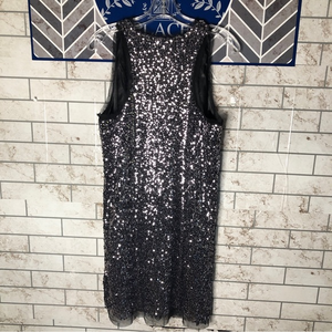 Agua black‎ lined sequined sheath dress large